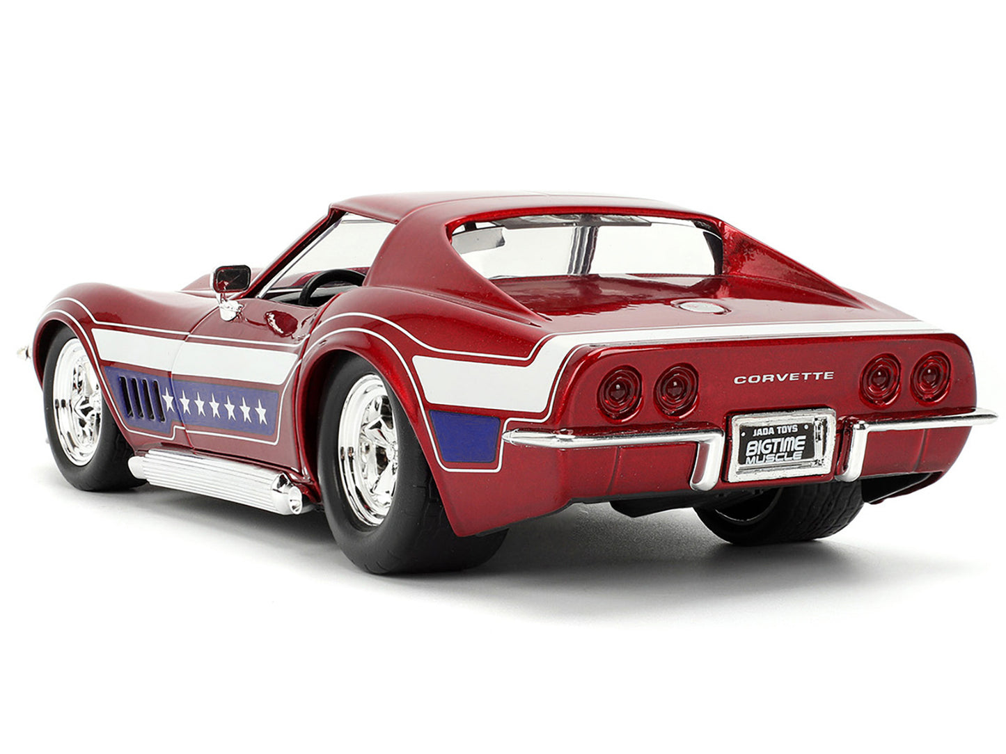 1969 Chevrolet Corvette Stingray ZL1 Red Metallic with Stars and Stripes Graphics "Bigtime Muscle" Series 1/24 Diecast Model Car by Jada-DiecastModeler.com