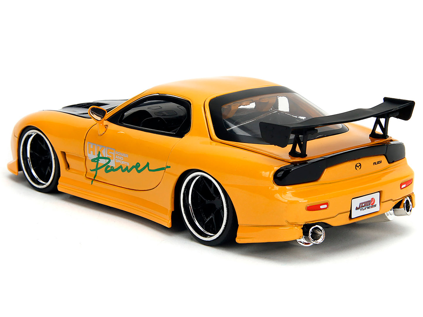 1993 Mazda RX-7 "HKS Power" Yellow with Carbon Hood "JDM Tuners" Series 1/24 Diecast Model Car by Jada
