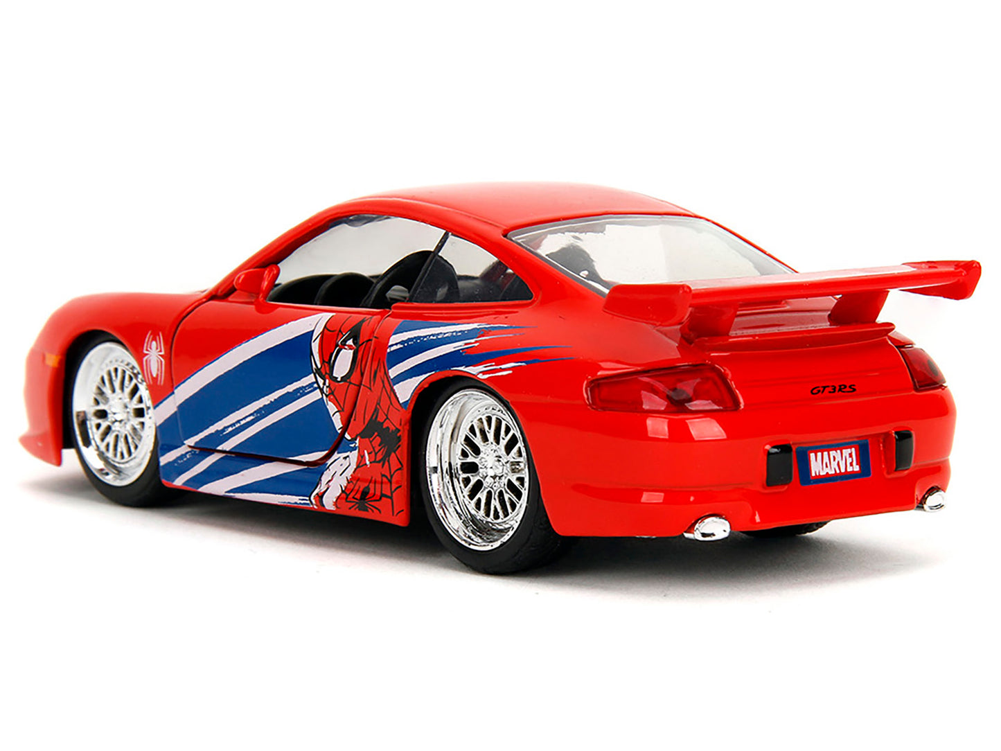Porsche 911 GT3 RS (996) Red with Graphics "Marvel's Spider-Man" 1/32 Diecast Model Car by Jada-DiecastModeler.com
