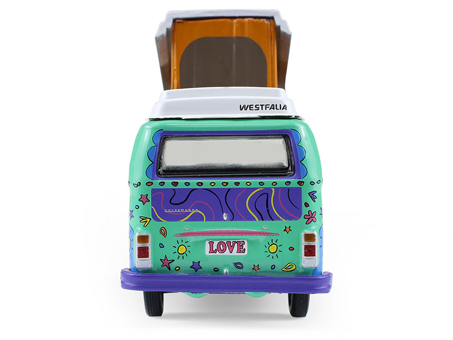 1973 Volkswagen Type 2 Westfalia Campmobile "Music Festival Van" Green with White Top and Graphics "Club Vee-Dub" Series 21 1/64 Diecast Model Car by Greenlight