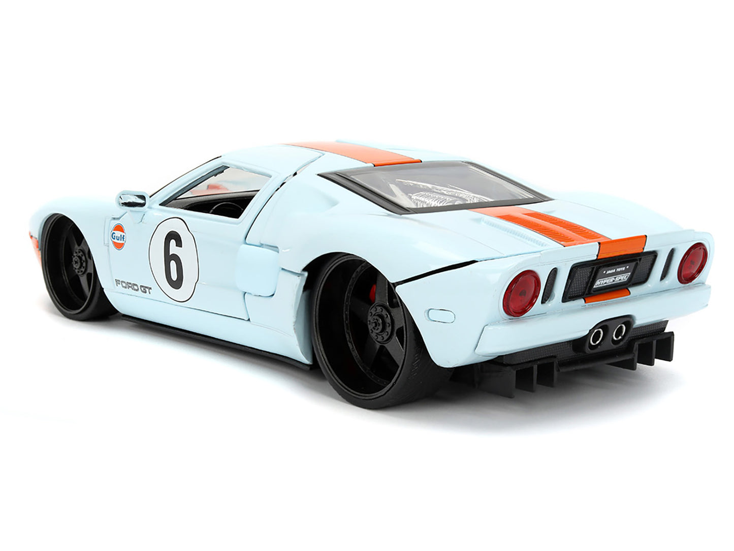 2005 Ford GT #6 "Gulf Oil" Light Blue with Orange Stripes "Hyper-Spec" Series 1/24 Diecast Model Car by Jada