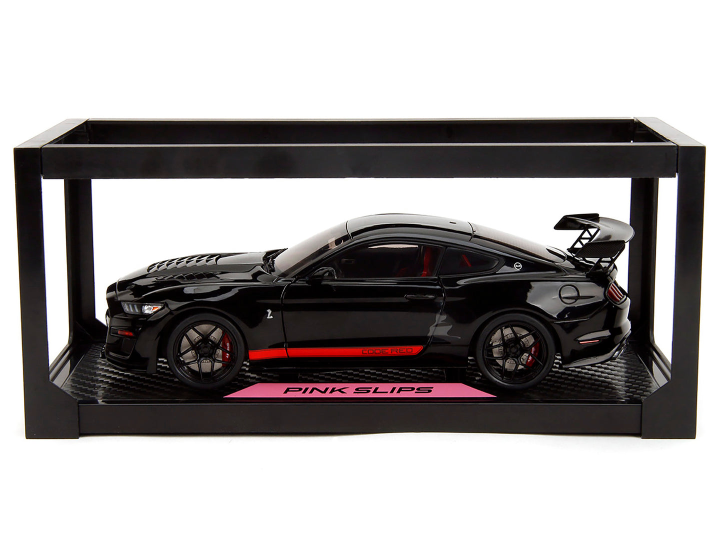 Shelby GT500 "Code Red" Black with Red Stripes "Pink Slips" Series 1/18 Diecast Model Car by Jada