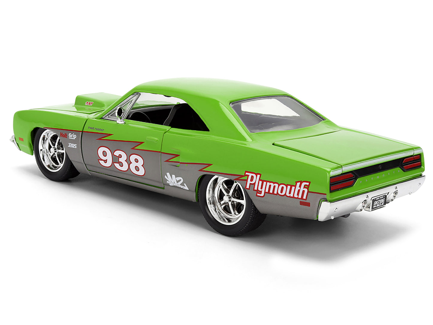 1970 Plymouth Road Runner #938 Green and Gray Metallic "Bigtime Muscle" Series 1/24 Diecast Model Car by Jada-DiecastModeler.com