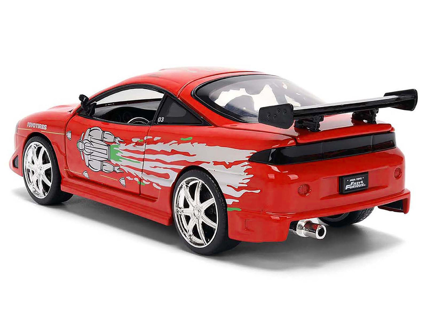 Brian's Mitsubishi Eclipse Red with Graphics Remix "The Fast and The Furious" (2001) Movie "Fast & Furious" Series 1/24 Diecast Model Car by Jada