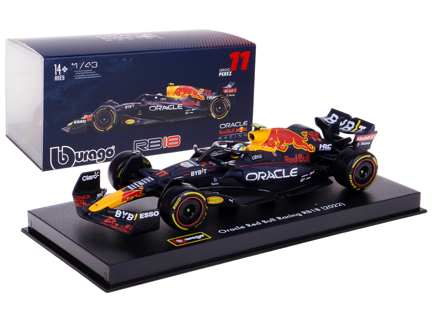 Red Bull Racing RB18 #11 Sergio Perez "Formula One F1 World Championship" (2022) with Display Case 1/43 Diecast Model Car by Bburago-DiecastModeler.com