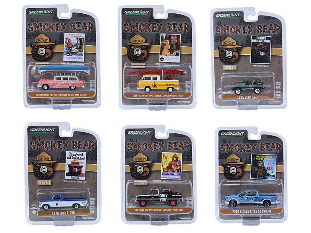 "Smokey Bear" Set of 6 Cars Series 4 1/64 Diecast Model Cars by Greenlight-DiecastModeler.com