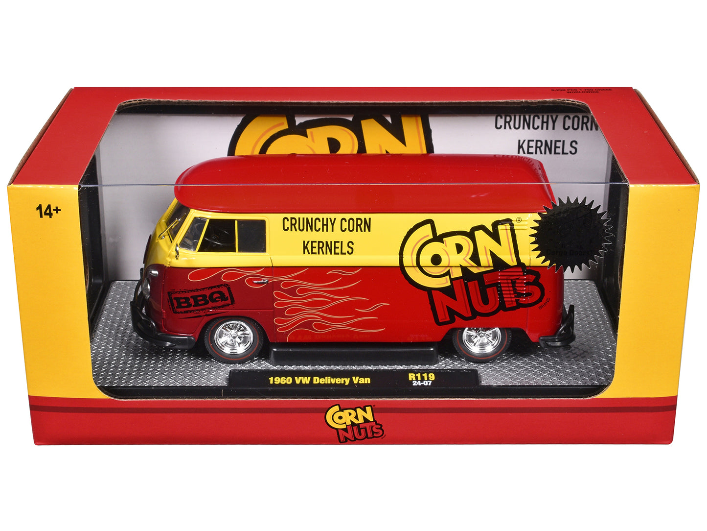 1960 Volkswagen Delivery Van Red and Yellow "Corn Nuts BBQ" Limited Edition to 6250 pieces Worldwide 1/24 Diecast Model Car by M2 Machines-DiecastModeler.com