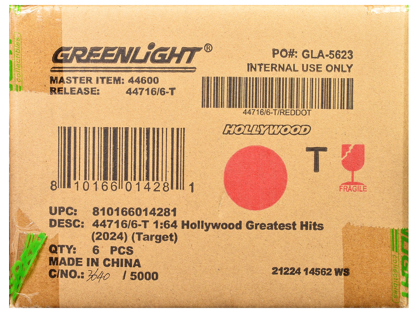 "Hollywood Greatest Hits" (2024) Set of 6 pieces 1/64 Diecast Model Cars by Greenlight