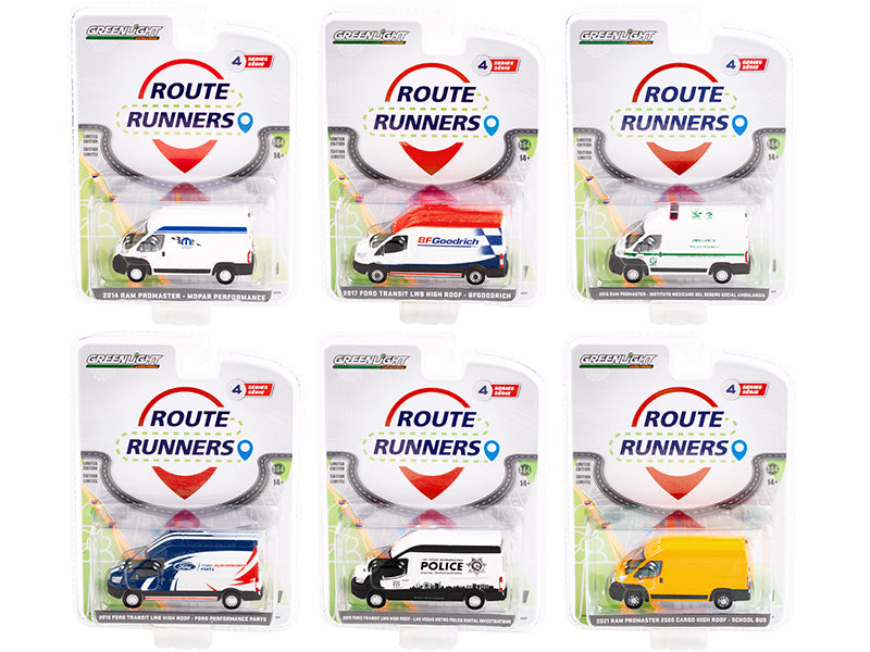 "Route Runners" Set of 6 Vans Series 4 1/64 Diecast Model Cars by Greenlight-DiecastModeler.com