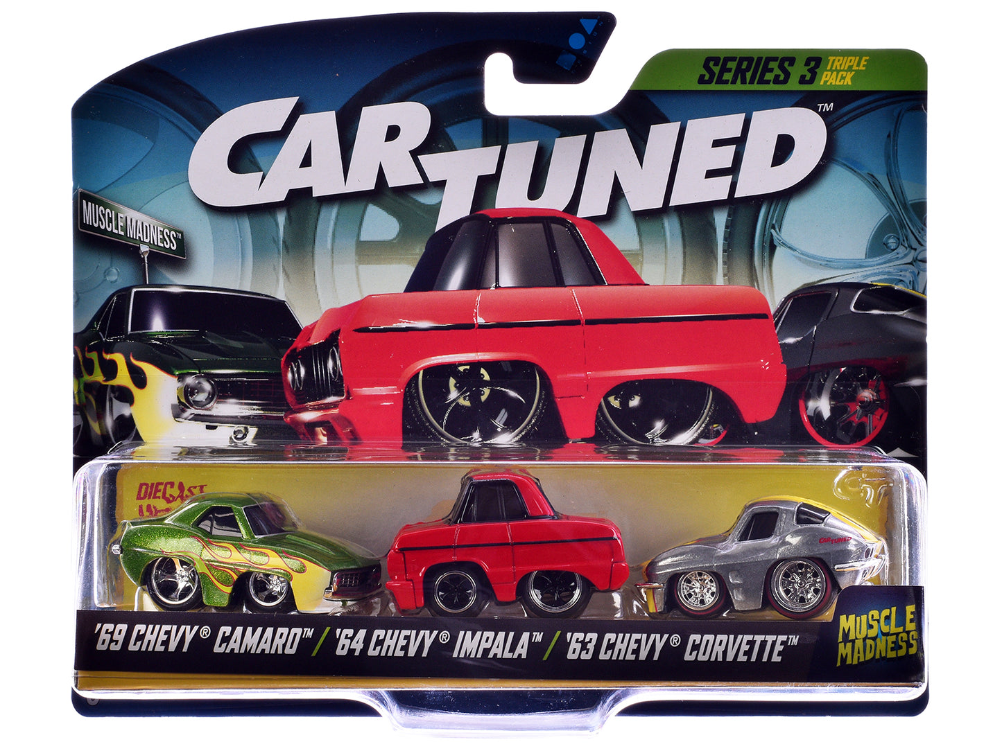 "Lowriders" Series 3 Chevrolet Triple Pack Set of 3 Cars Diecast Model Cars by CarTuned