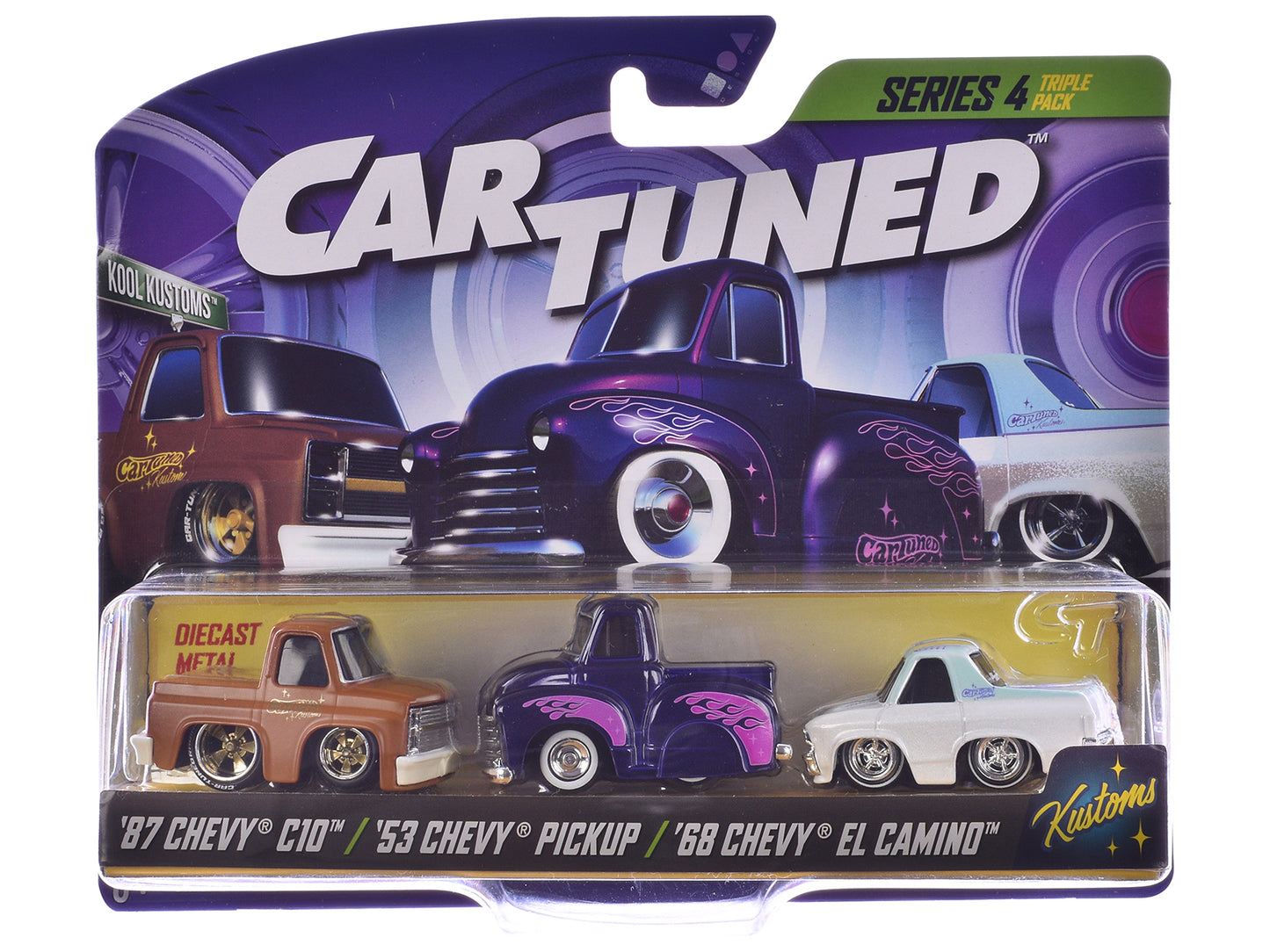 "Kustoms" Series 4 Chevrolet Triple Pack Set of 3 Cars Diecast Model Cars by CarTuned