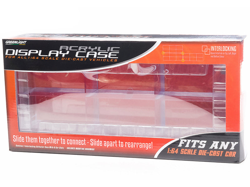 Acrylic Display Case 6-Car Connecting for 1/64 Scale Models by Greenlight-DiecastModeler.com