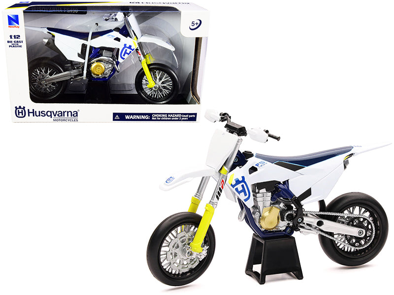 Husqvarna FS450 White and Blue 1/12 Diecast Motorcycle Model by New Ray-DiecastModeler.com