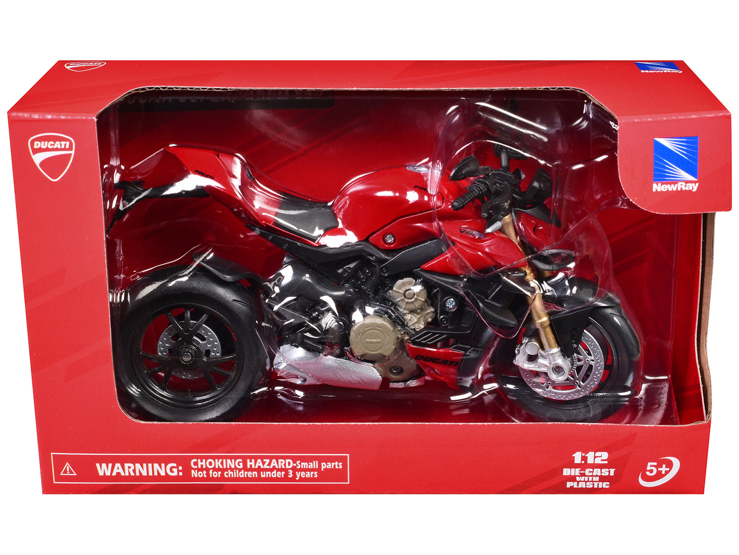Ducati Supernaked V4S Motorcycle Red 1/12 Diecast Motorcycle Model by New Ray-DiecastModeler.com
