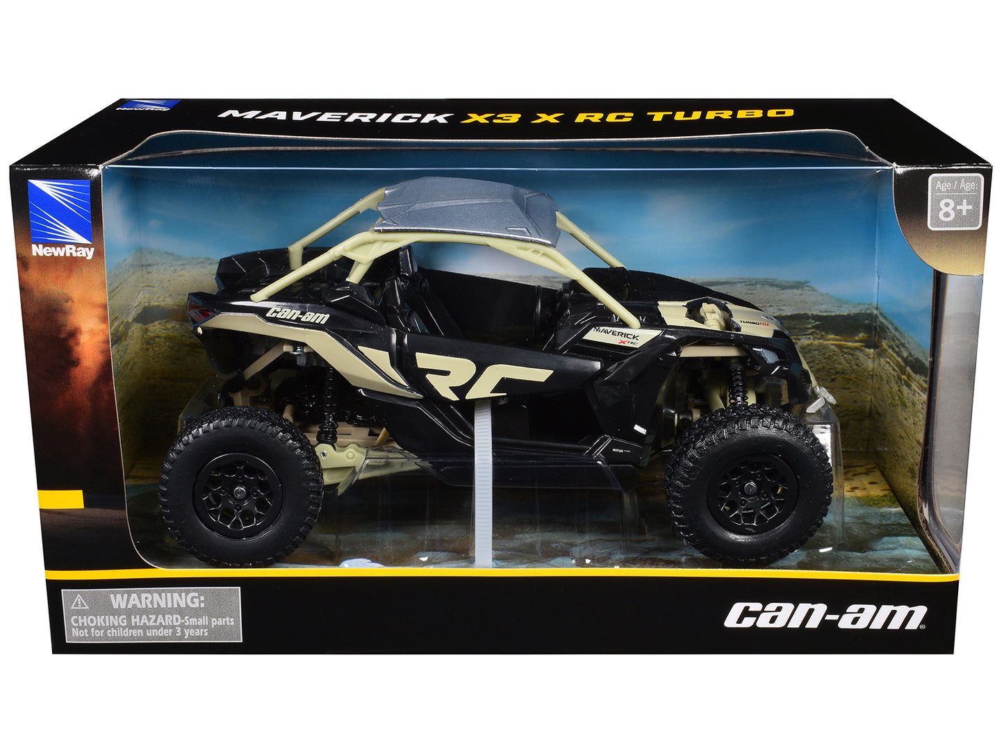 Can-Am Maverick X3 XRC Turbo ATV Tan and Black with Silver Top cast 1/18 Diecast Model by New Ray-DiecastModeler.com