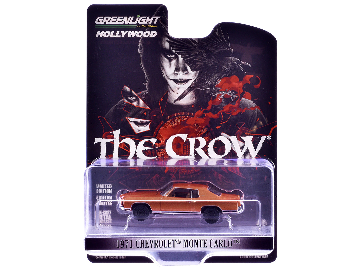 1971 Chevrolet Monte Carlo Orange Metallic "The Crow" (1994) Movie "Hollywood Series" Release 43 1/64 Diecast Model Car by Greenlight