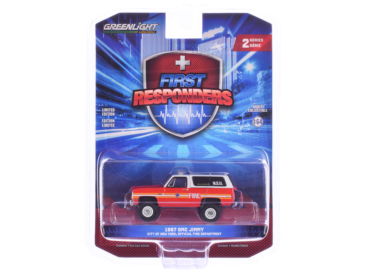 1987 GMC Jimmy "FDNY (The Official Fire Department City of New York) M.E.U. (Medical Equipment Unit)" Red and White "First Responders" Series 2 1/64 Diecast Model Car by Greenlight