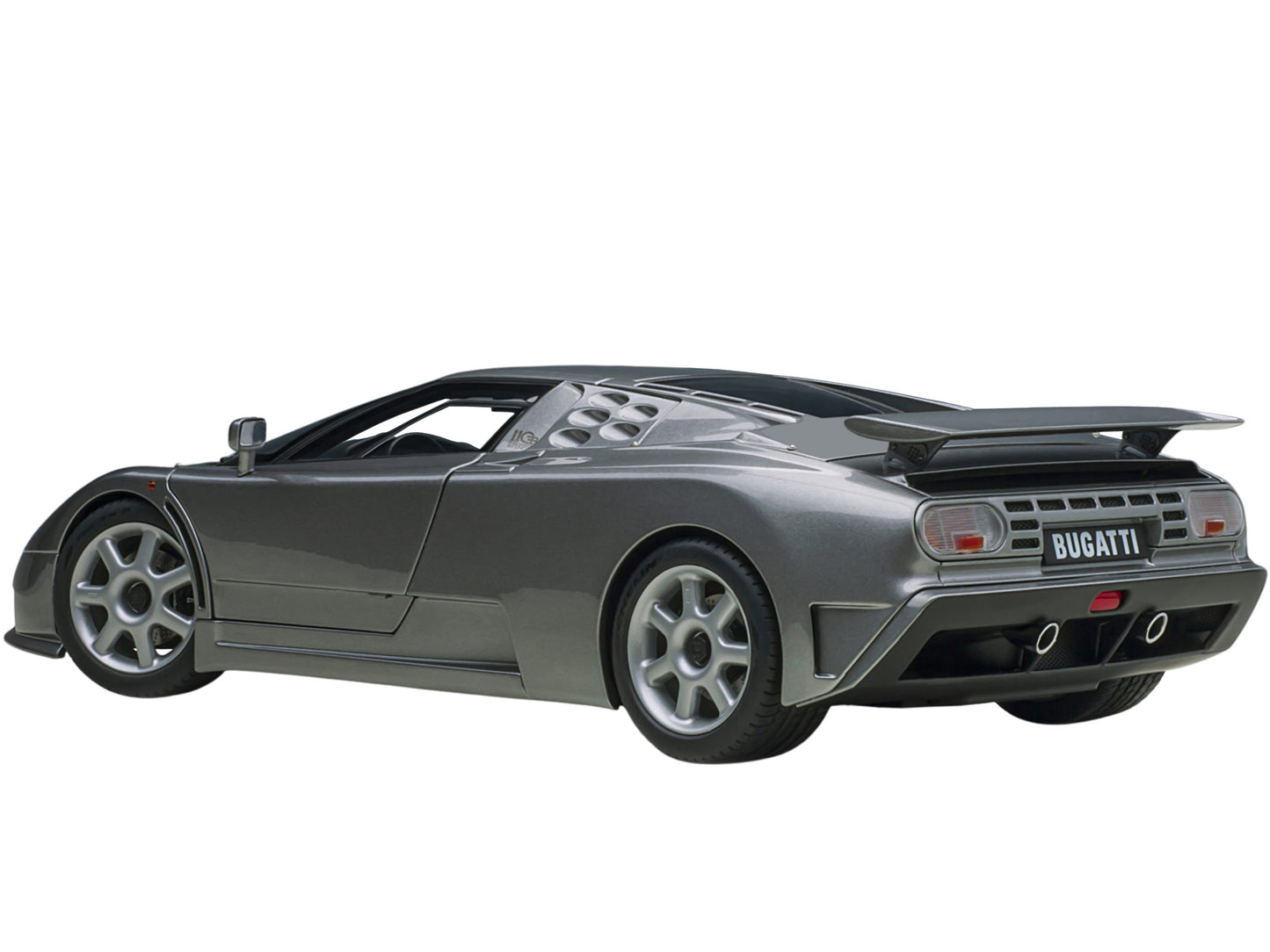 Bugatti EB110 SS Super Sport Grigio Metalizzatto Silver Metallic with Silver Wheels 1/18 Model Car by Autoart-DiecastModeler.com