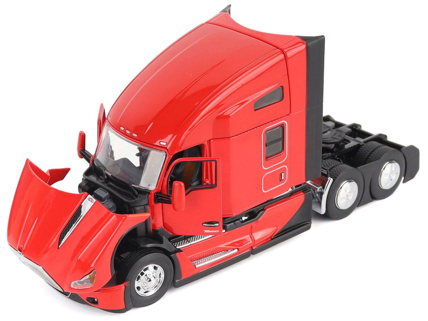Kenworth T680 76" High Roof Sleeper Cab Truck Tractor Viper Red "Transport Series" 1/50 Diecast Model by Diecast Masters