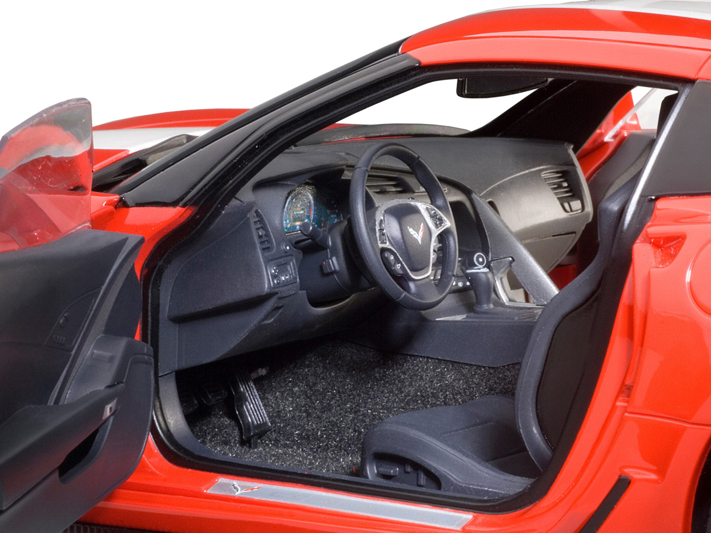 2017 Chevrolet Corvette C7 Grand Sport Red with White Stripe and Black Fender Hash Marks 1/18 Model Car by Autoart-DiecastModeler.com