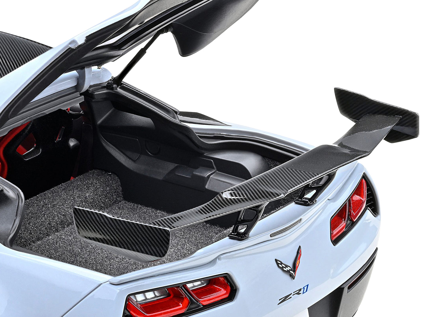2019 Chevrolet Corvette C7 ZR1 Ceramic Matrix Gray Metallic with Carbon Top 1/18 Model Car by Autoart-DiecastModeler.com
