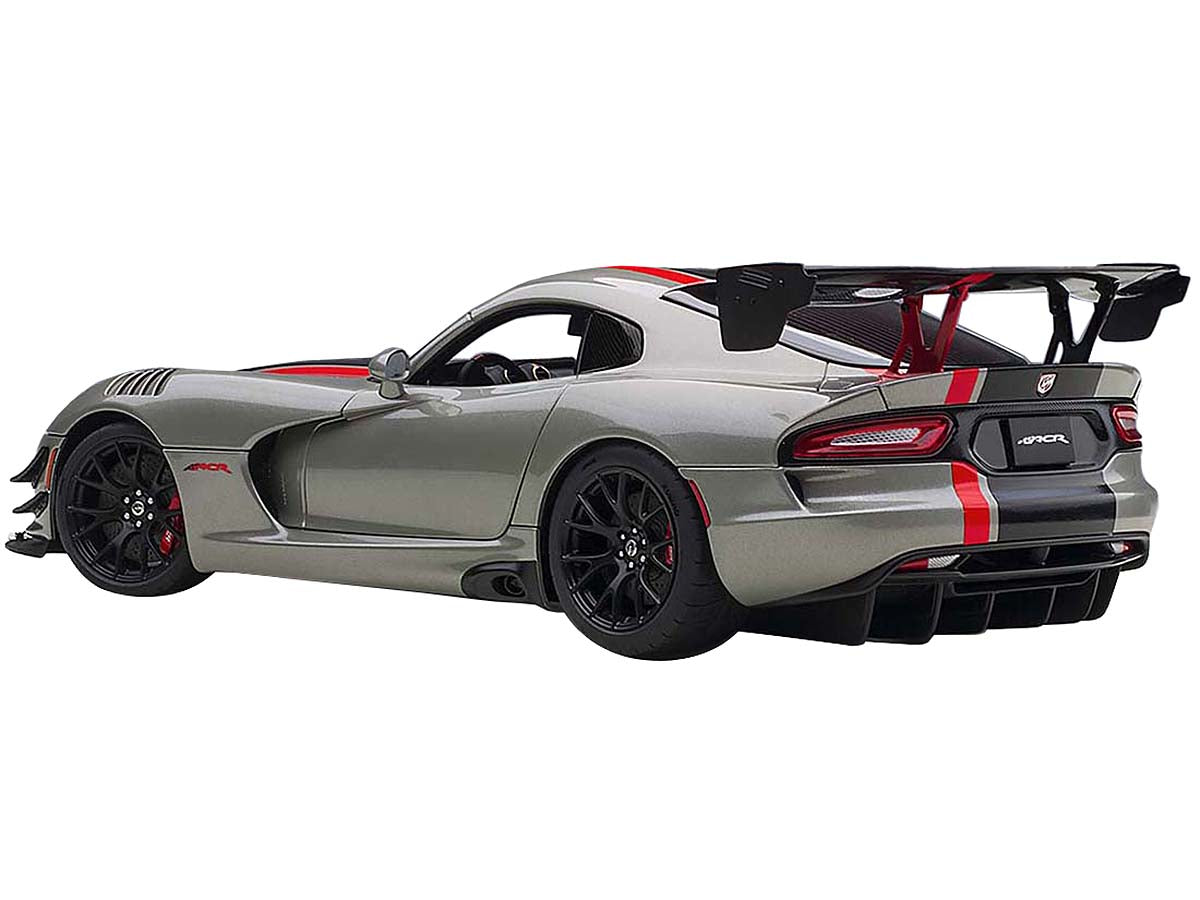 2017 Dodge Viper ACR Billet Silver Metallic with Black and Red Stripes 1/18 Model Car by Autoart-DiecastModeler.com