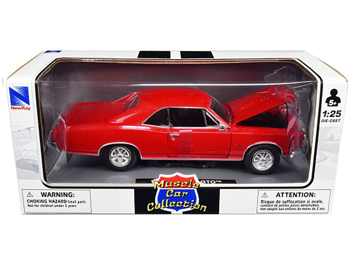 1966 Pontiac GTO Red "Muscle Car Collection" 1/25 Diecast Model Car by New Ray