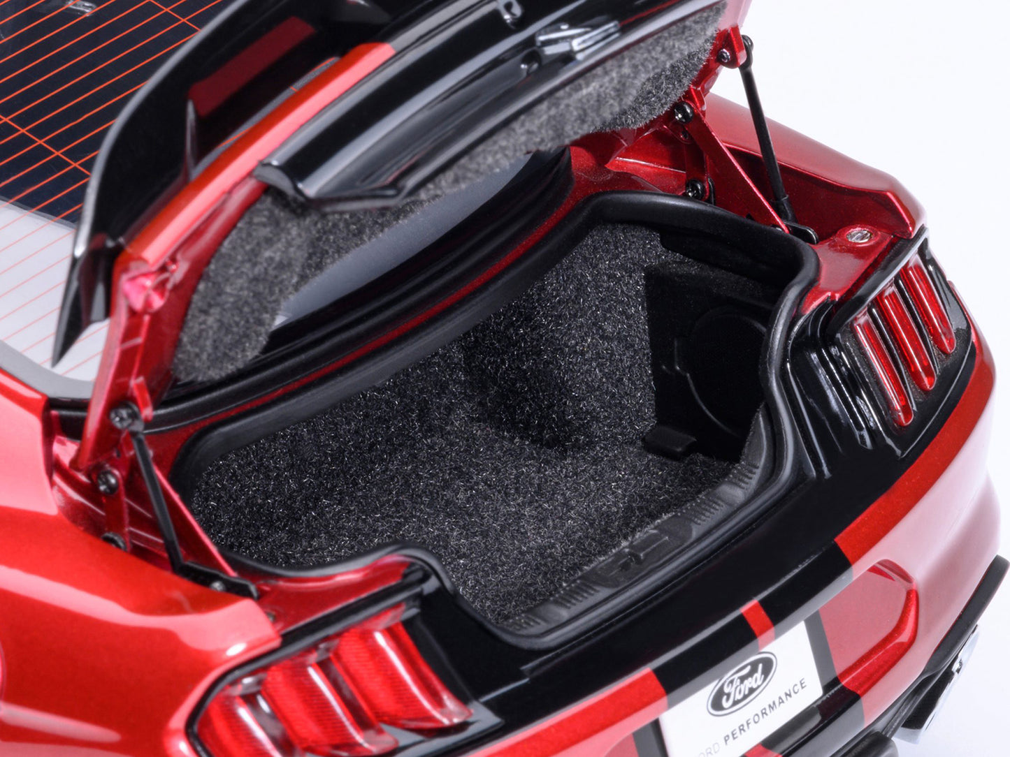 Ford Mustang Shelby GT500 Rapid Red Metallic with Black Stripes 1/18 Model Car by Autoart-DiecastModeler.com