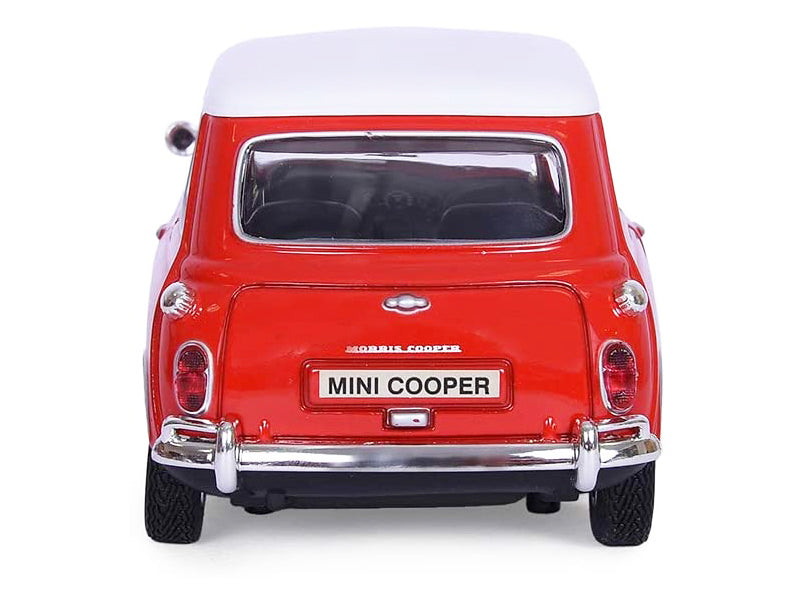 1961-1967 Morris Mini Cooper Red with White Top "Timeless Legends" 1/18 Diecast Model Car by Motormax-DiecastModeler.com
