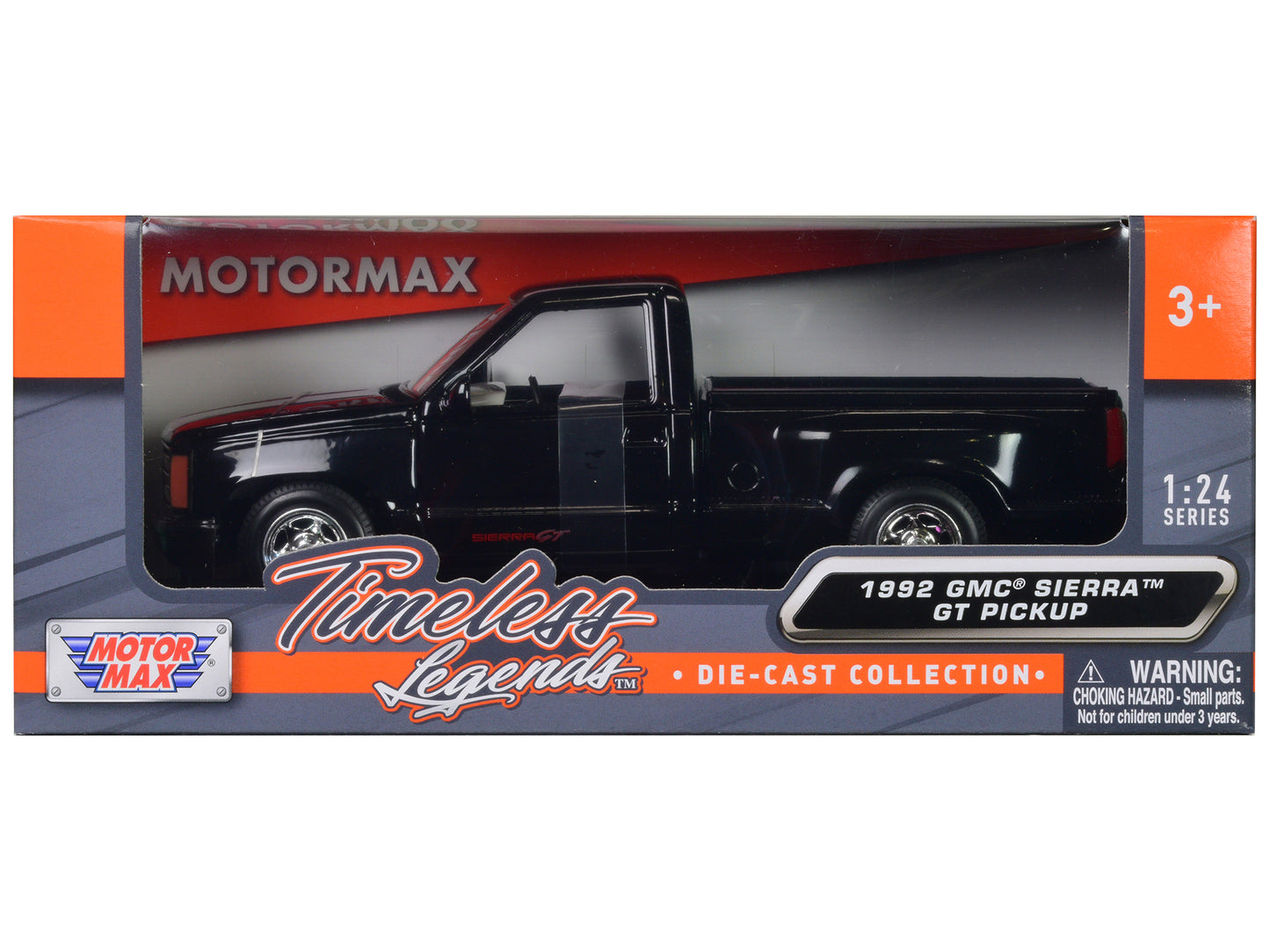 1992 GMC Sierra GT Black Pickup Truck 1/24 Diecast Model by Motormax-DiecastModeler.com