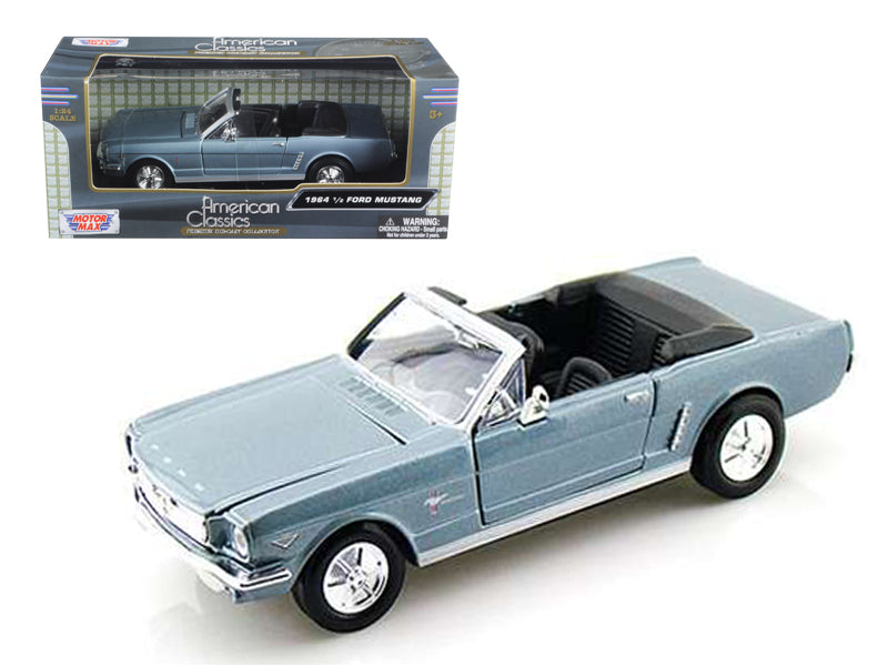 1964 1/2 Ford Mustang Convertible Light Blue 1/24 Diecast Model Car by Motormax-DiecastModeler.com