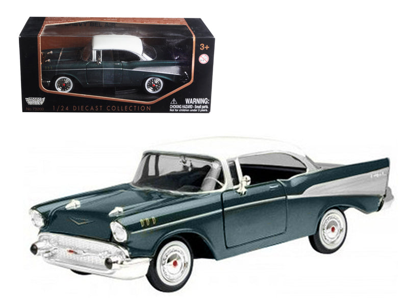1957 Chevrolet Bel Air Green 1/24 Diecast Model Car by Motormax-DiecastModeler.com