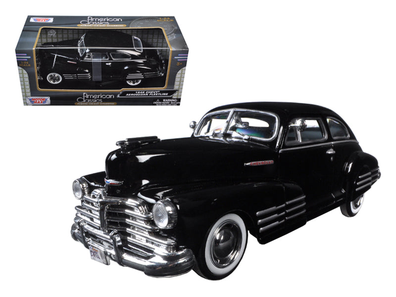 1948 Chevrolet Aerosedan Fleetline Black 1/24 Diecast Model Car by Motormax-DiecastModeler.com
