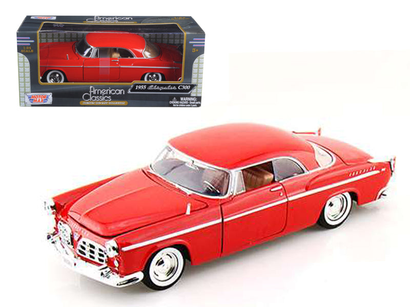 1955 Chrysler C300 Red 1/24 Diecast Model Car by Motormax-DiecastModeler.com