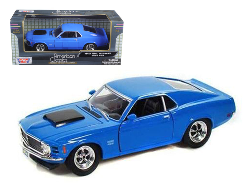 1970 Ford Mustang Boss 429 Blue 1/24 Diecast Model Car by Motormax-DiecastModeler.com