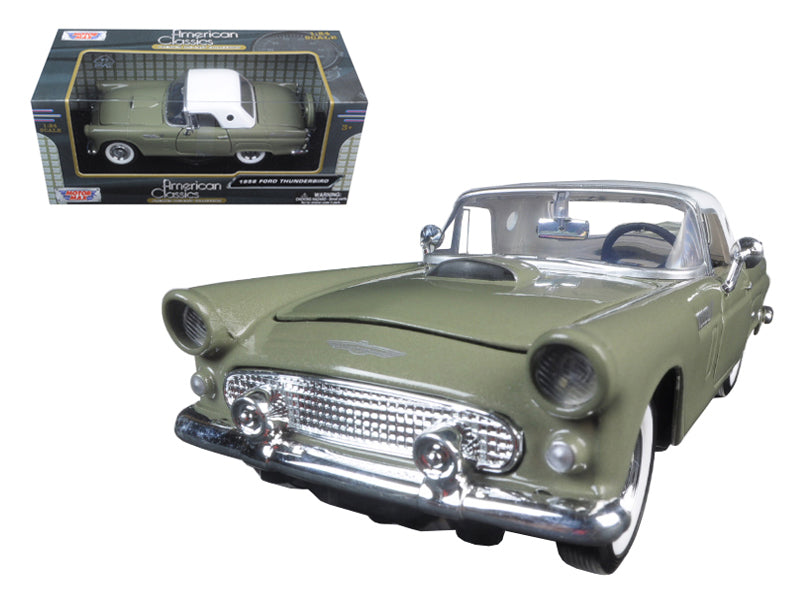 1956 Ford Thunderbird Soft Top Green 1/24 Diecast Car Model by Motormax-DiecastModeler.com