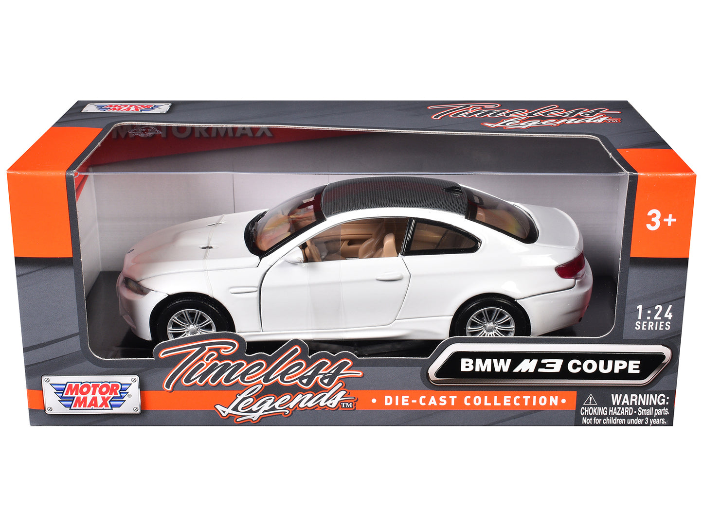 BMW M3 E92 Coupe White 1/24 Diecast Model Car by Motormax-DiecastModeler.com