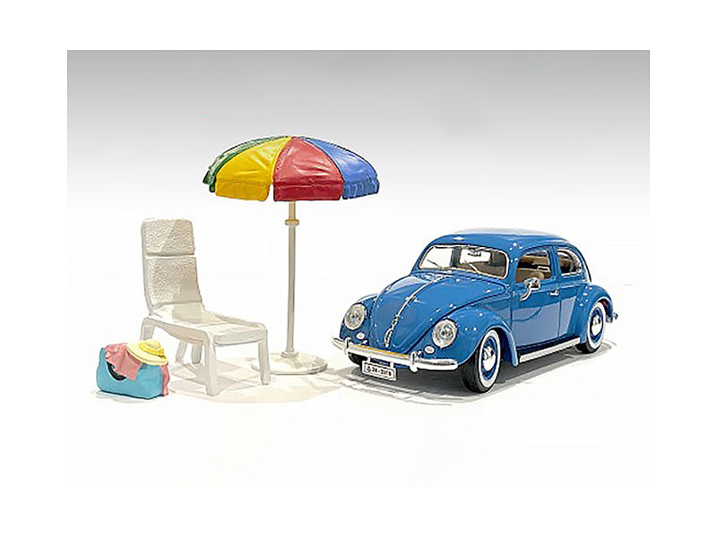 "Beach Girls" Accessories (Beach Chair and Beach Umbrella and Duffle Bag) for 1/24 Scale Models by American Diorama-DiecastModeler.com
