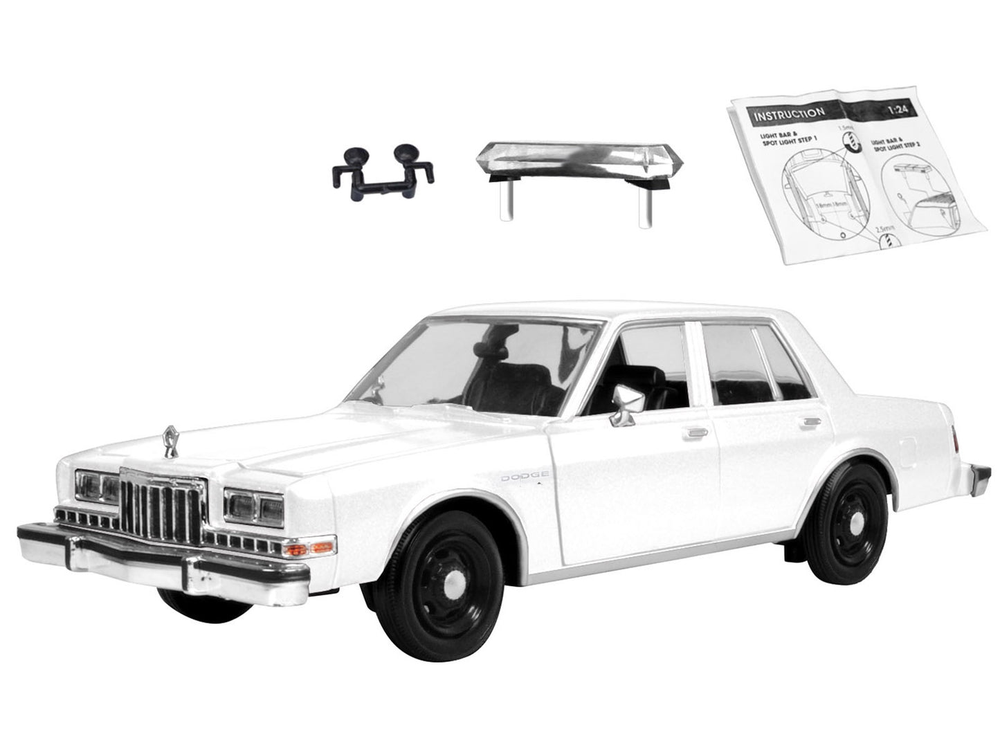 1986 Dodge Diplomat Police Car Unmarked White "Custom Builder's Kit" Series 1/24 Diecast Model Car by Motormax-DiecastModeler.com