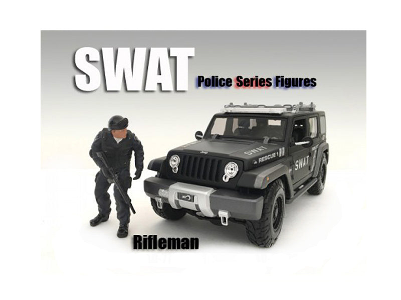 SWAT Team Rifleman Figure For 1:18 Scale Models by American Diorama-DiecastModeler.com