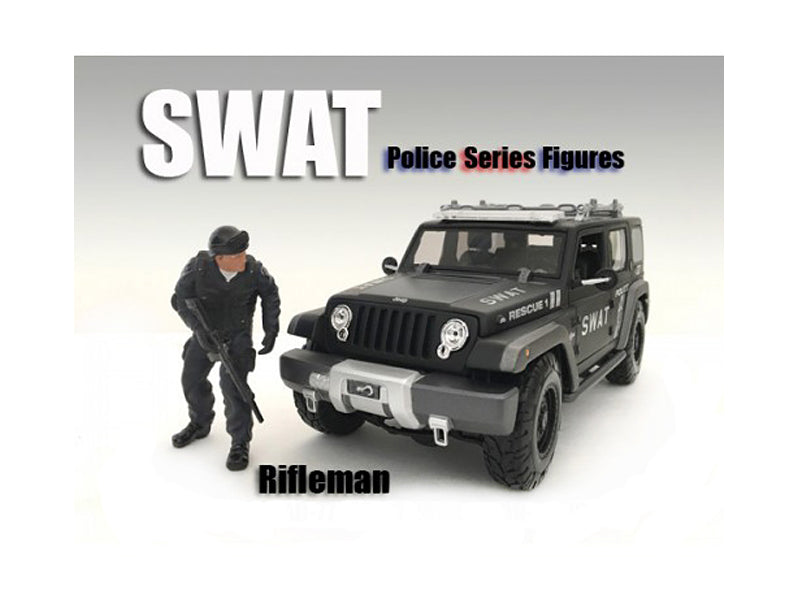 SWAT Team Rifleman Figure For 1:24 Scale Models by American Diorama-DiecastModeler.com