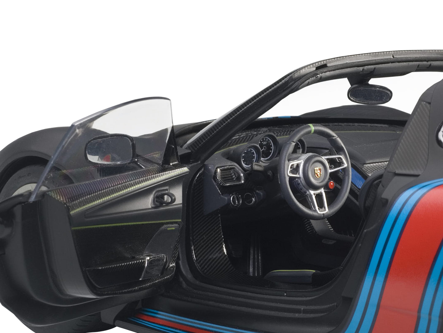 Porsche 918 Spyder Weissach Package Black/ Martini Livery #15 1/18 Model Car by Autoart