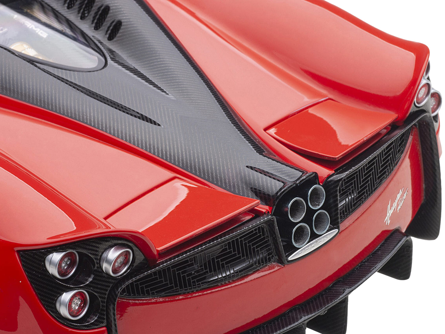 Pagani Huayra Roadster Rosso Monza Red and Carbon with Luggage Set 1/18 Model Car by Autoart-DiecastModeler.com