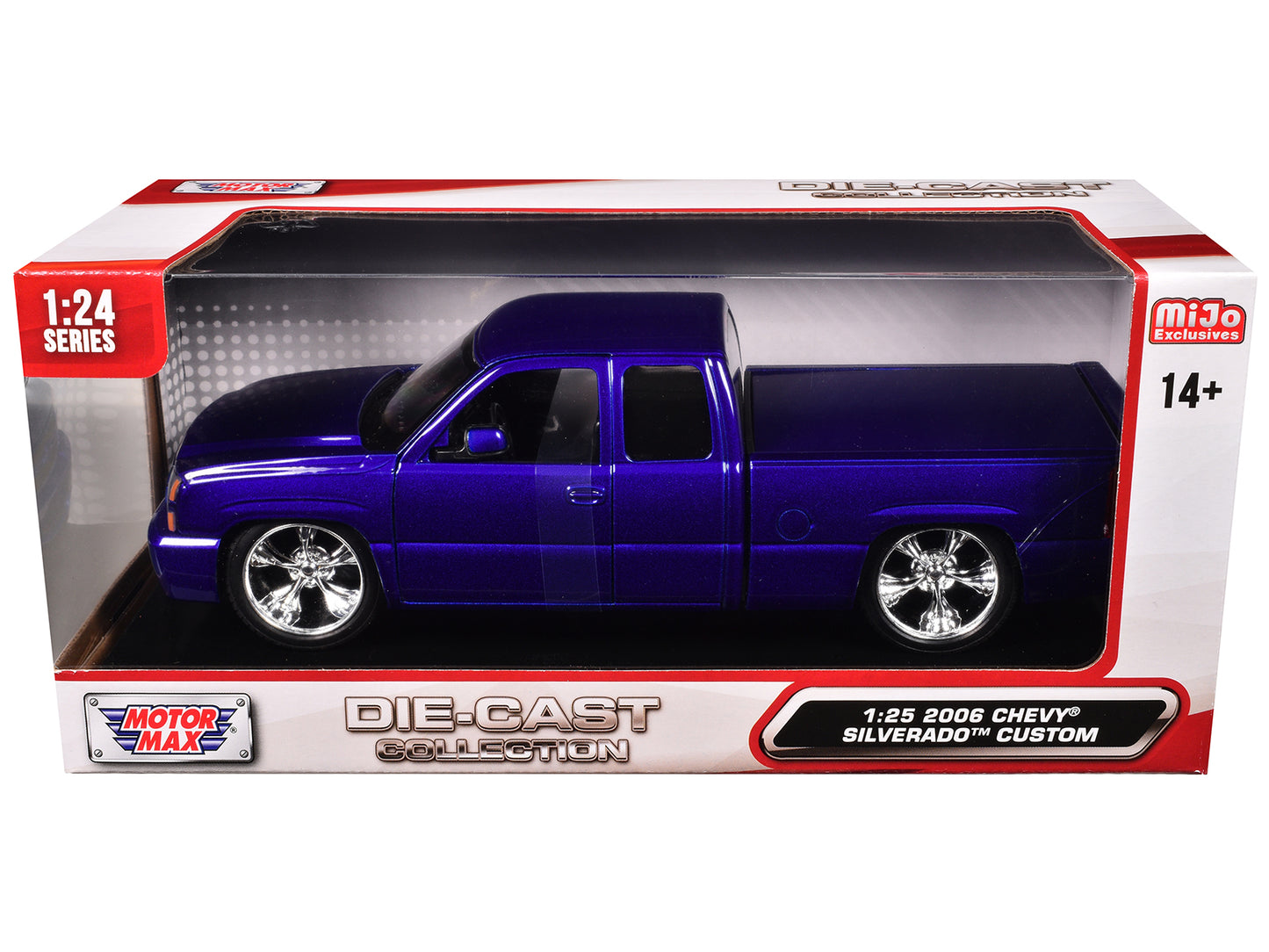 2006 Chevrolet Silverado Custom Pickup Truck Blue Metallic "Die-Cast Collection" Series 1/25 Diecast Model Car by Motormax-DiecastModeler.com