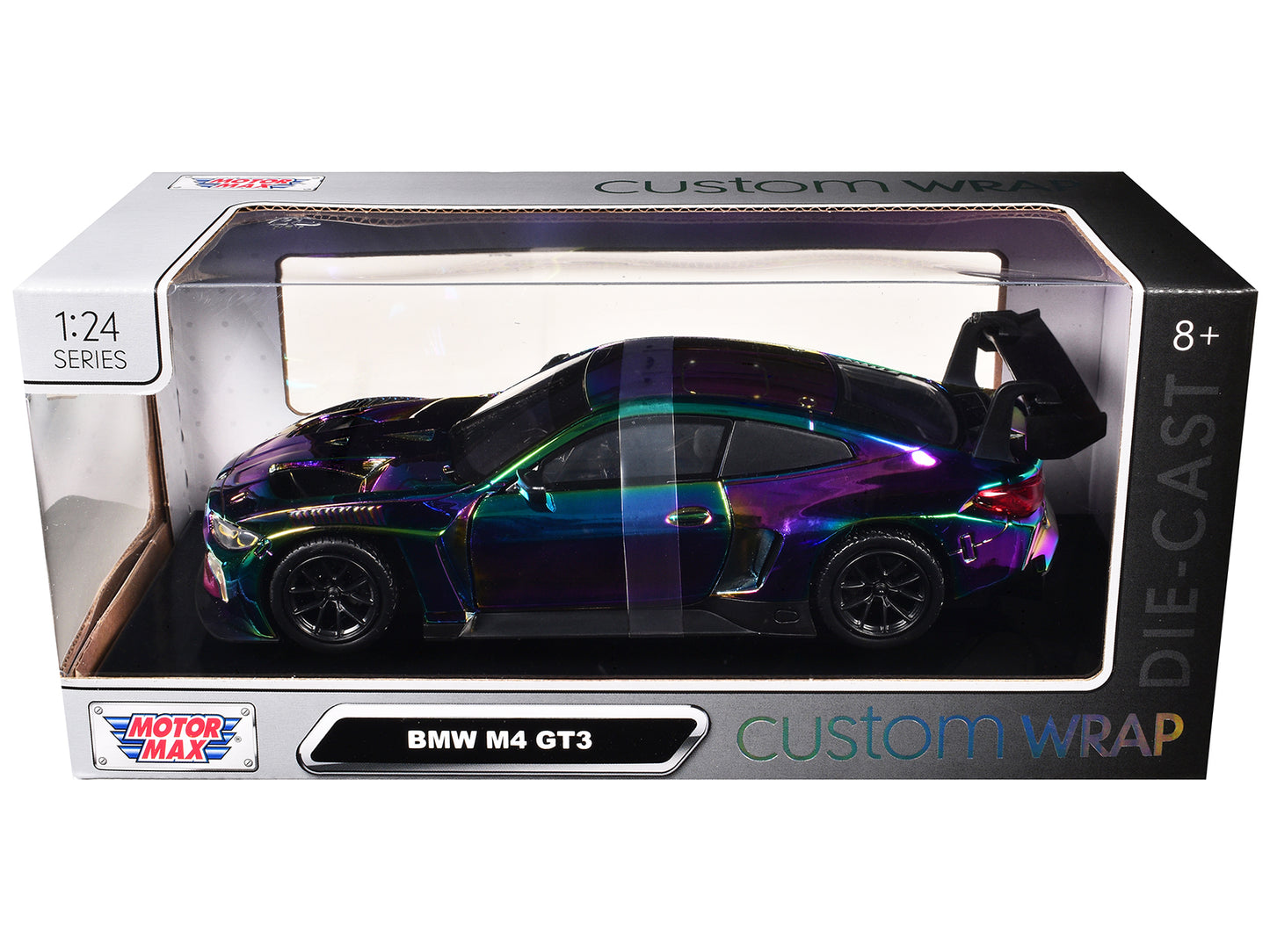 BMW M4 GT3 Chameleon Chrome "Custom Wrap" Series 1/24 Diecast Model Car by Motormax-DiecastModeler.com
