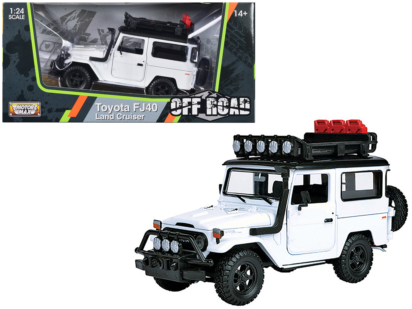Toyota FJ40 Land Cruiser White "4x4 Overlanders" Series 1/24 Diecast Model Car by Motormax-DiecastModeler.com