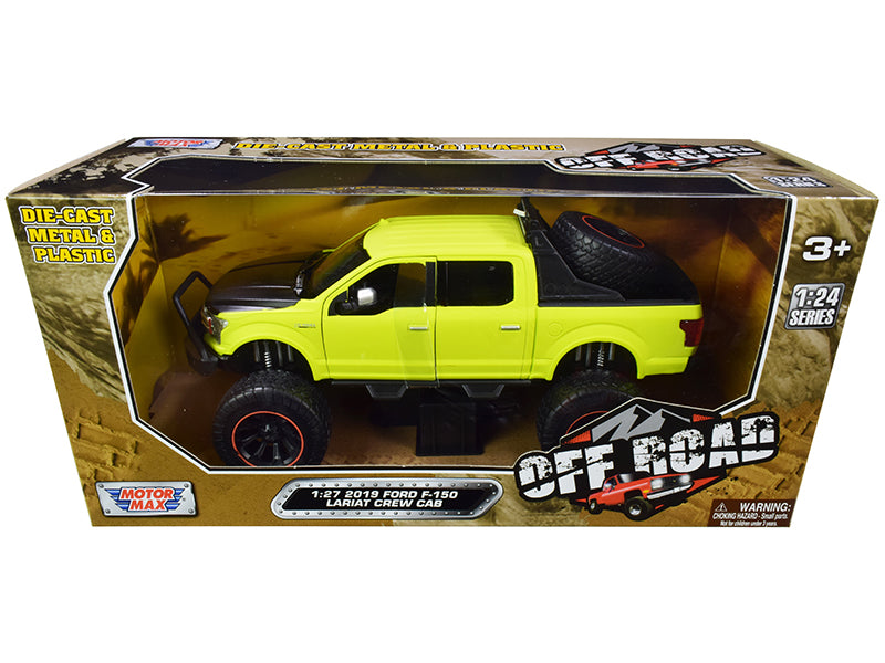 2019 Ford F-150 Lariat Crew Cab Pickup Truck Off Road Bright Green 1/27 Diecast Model Car by Motormax-DiecastModeler.com