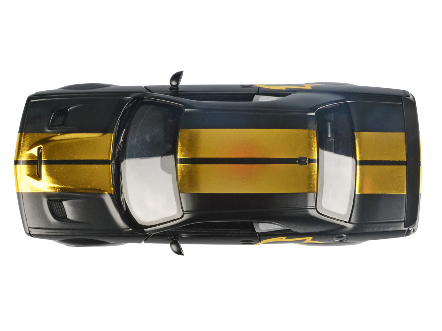 2018 Dodge Challenger SRT Hellcat Widebody Matt Black with Gold Stripes and Graphics "Midnight Eclipse" Series 1/24 Diecast Model Car by Motormax-DiecastModeler.com