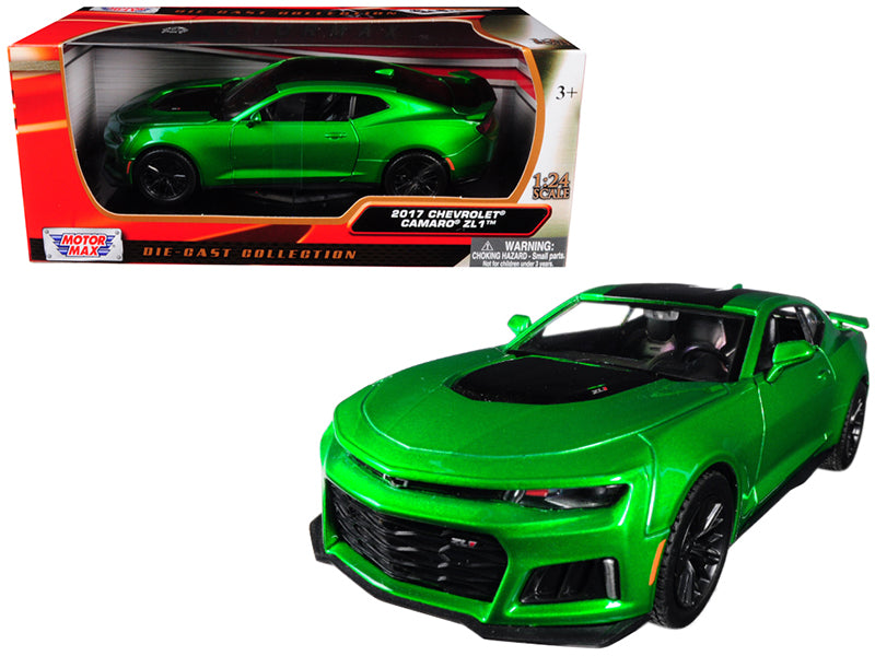 2017 Chevrolet Camaro ZL1 Metallic Green 1/24 Diecast Car Model by Motormax-DiecastModeler.com