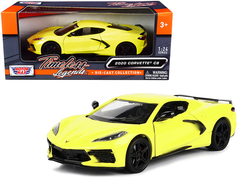2020 Chevrolet Corvette C8 Stingray Yellow "Timeless Legends" 1/24 Diecast Model Car by Motormax-DiecastModeler.com